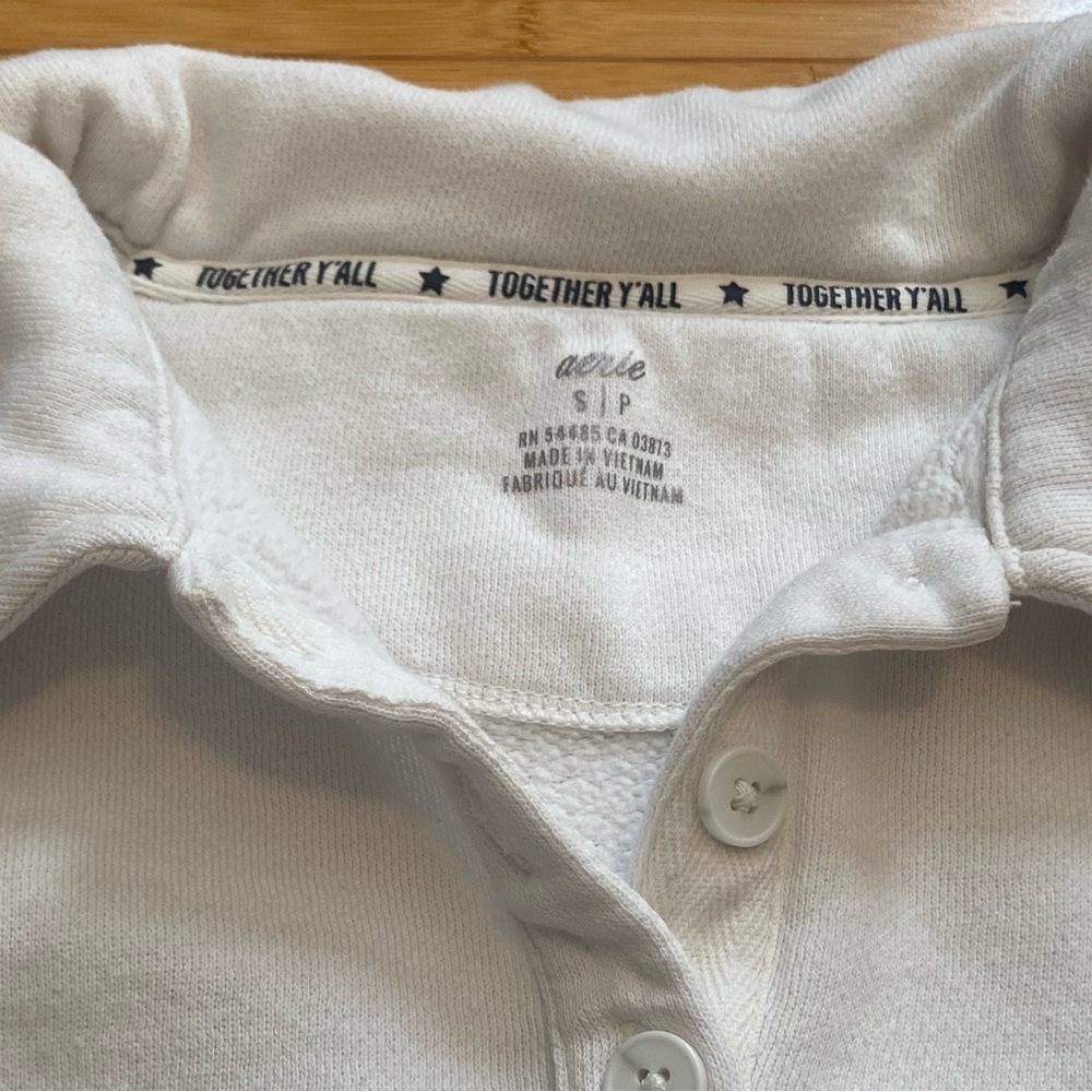 Aerie Cropped Fleece Pullover Sweatshirt White Size S - Picture 3 of 6